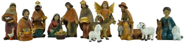 Festliche Weihnachtskrippe Aicha inkl. 15 tlg. Figurensatz ETA 2 - Maße Krippe ca. 69 x 29 x 34 cm